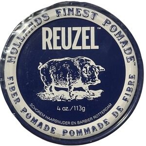 Reuzel Fiber Pomade 4 oz Tin Navy Blue Pliable Hold Low Shine Men's Grooming